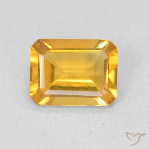 1.10ct 자연스러운 미디엄 골든 황수정, 에메랄드 컷, VVS