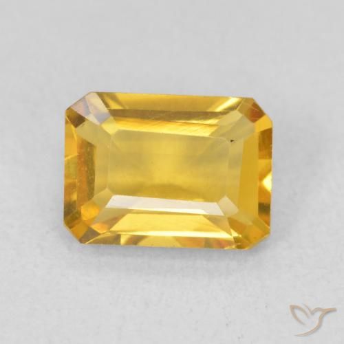 1.30ct 자연스러운 미디엄 골드 황수정, 에메랄드 컷, VVS
