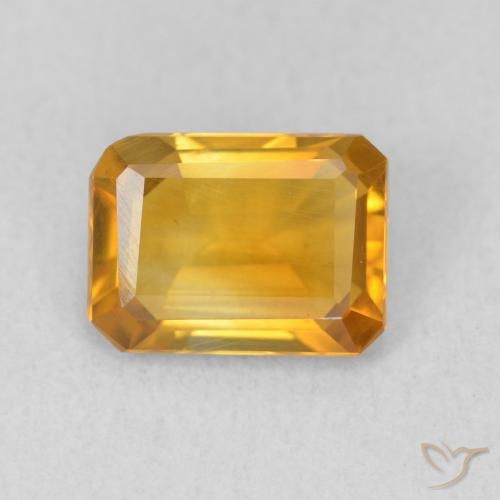 1.11ct 자연스러운 미디엄 오렌지-골드 황수정, 에메랄드 컷, VVS-VS