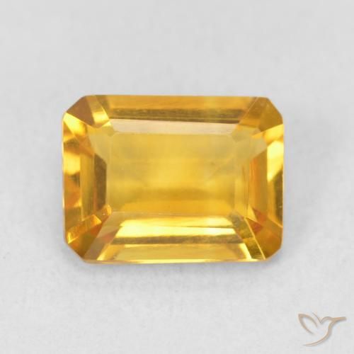 1.44ct 자연스러운 골든 오렌지 황수정, 에메랄드 컷, VVS-VS