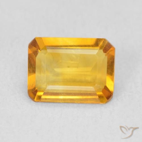 1.07ct 자연스러운 미디엄 골든 황수정, 에메랄드 컷, VVS-VS