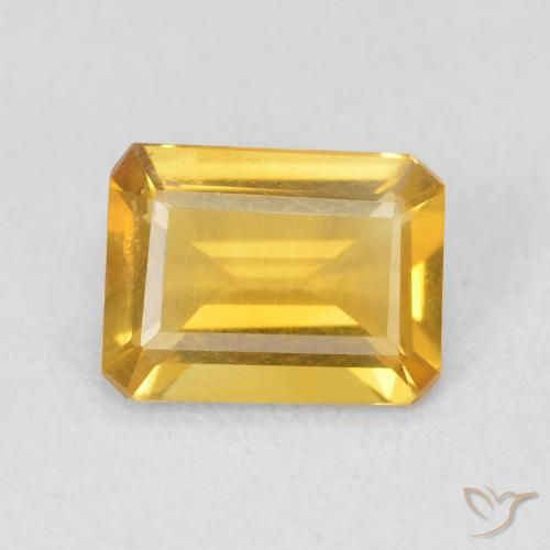 1.14ct 자연스러운 브라이트 골드 황수정, 에메랄드 컷, VS