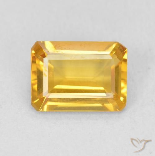 1.17ct 자연스러운 브라이트 골드 황수정, 에메랄드 컷, VVS-VS