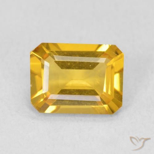 1.16ct 자연스러운 미디엄 골드 황수정, 에메랄드 컷, VVS-VS