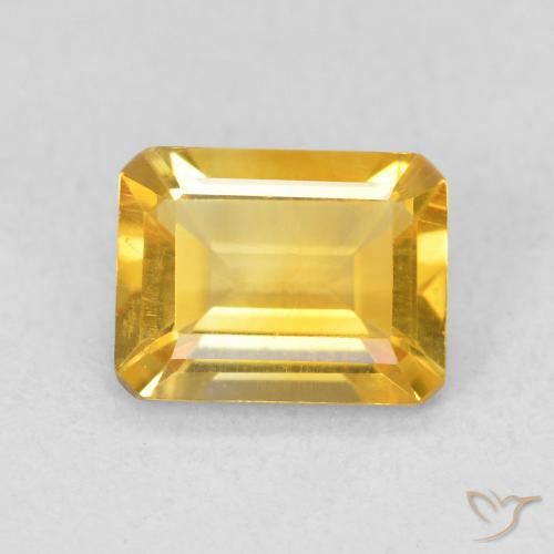 1.21ct 자연스러운 골든 황수정, 에메랄드 컷, VS