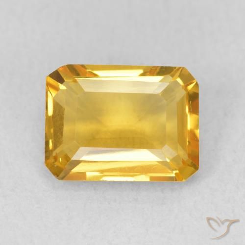 1.51ct 자연스러운 브라이트 골드 황수정, 에메랄드 컷, VS