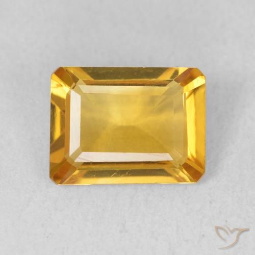 1.21ct 자연스러운 미디엄 골든 황수정, 에메랄드 컷, VVS