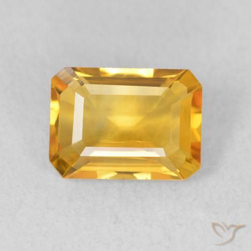 1.35ct 자연스러운 골든 오렌지 황수정, 에메랄드 컷, VVS