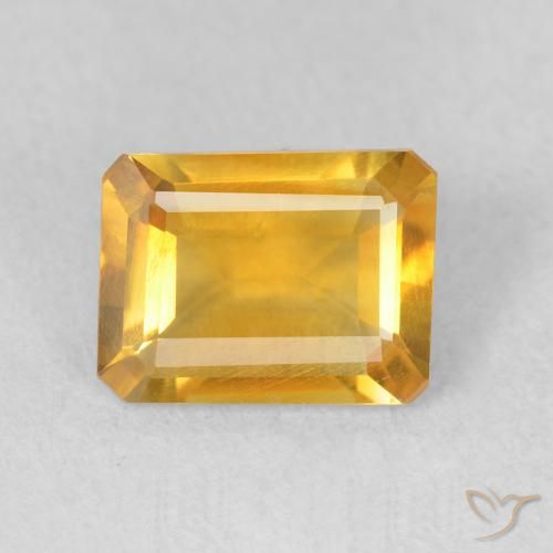 1.22ct 자연스러운 골든 오렌지 황수정, 에메랄드 컷, VS