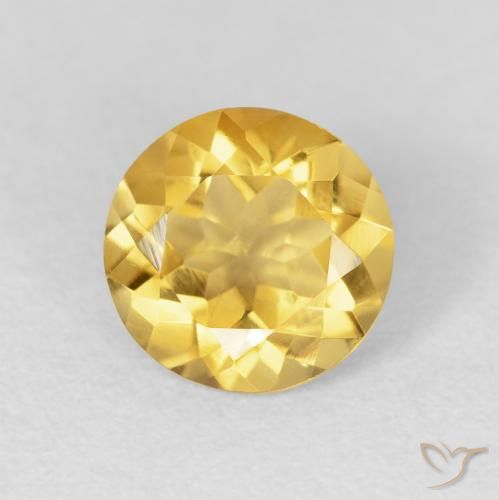 1.66ct 자연스러운 미디엄 골드 황수정, 둥근, VVS
