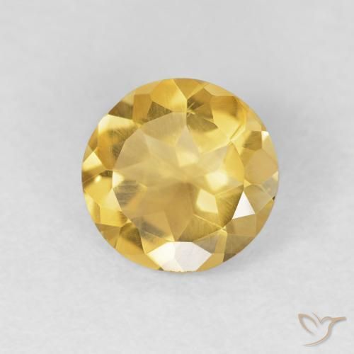 0.95ct 자연스러운 미디엄 골드 황수정, 둥근, VVS-VS
