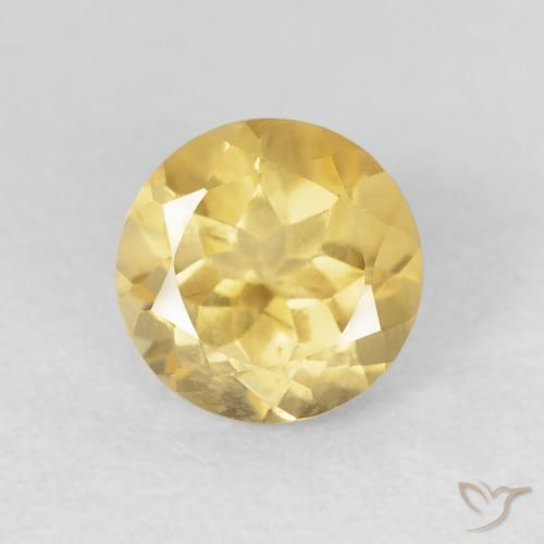 1.34ct 자연스러운 미디엄 옐로우 황수정, 둥근, VVS-VS