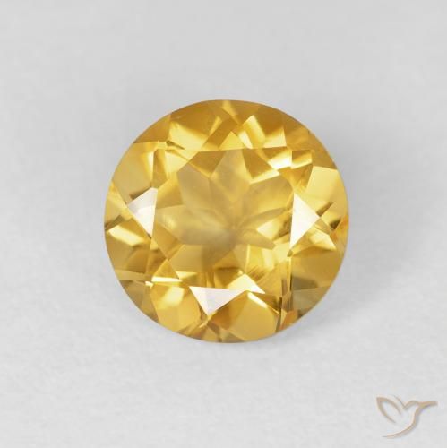 1.61ct 자연스러운 미디엄 골드 황수정, 둥근, VVS