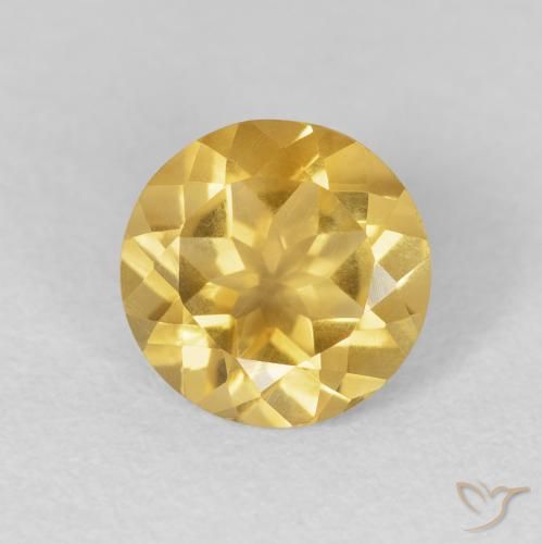 1.63ct 자연스러운 미디엄 골드 황수정, 둥근, VVS