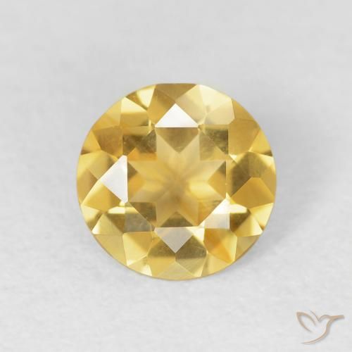 0.95ct 자연스러운 미디엄 골드 황수정, 둥근, VVS
