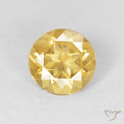 0.95ct 자연스러운 미디엄 골드 황수정, 둥근, VVS