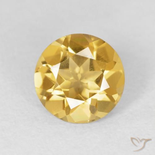 1.52ct 자연스러운 미디엄 골드 황수정, 둥근, VVS