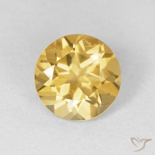 1.69ct 자연스러운 미디엄 골드 황수정, 둥근, VVS-VS