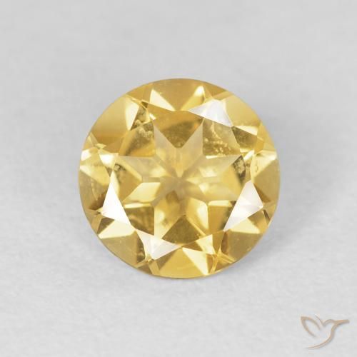 1.64ct 자연스러운 미디엄 골드 황수정, 둥근, VVS-VS