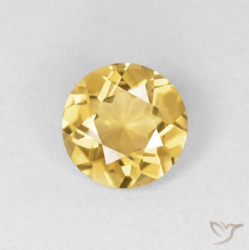 1.08ct 자연스러운 미디엄 골드 황수정, 둥근, VVS