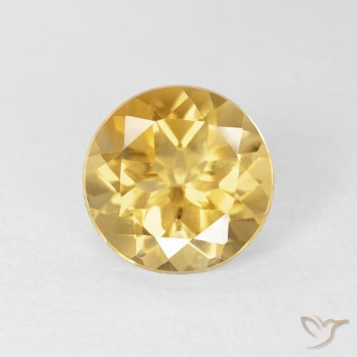 1.73ct 자연스러운 미디엄 골드 황수정, 둥근, VVS