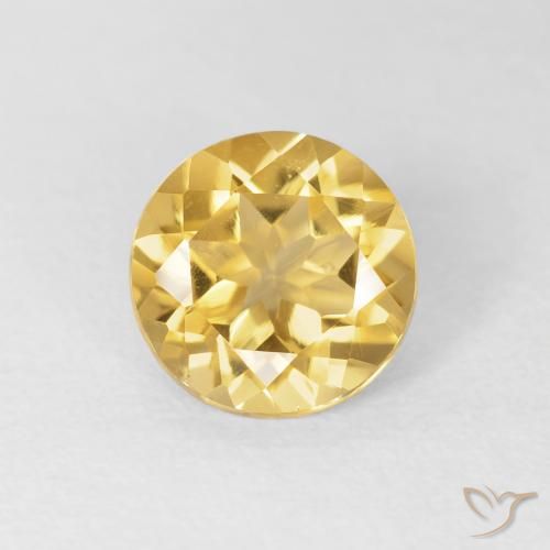 1.58ct 자연스러운 금 황수정, 둥근, VVS