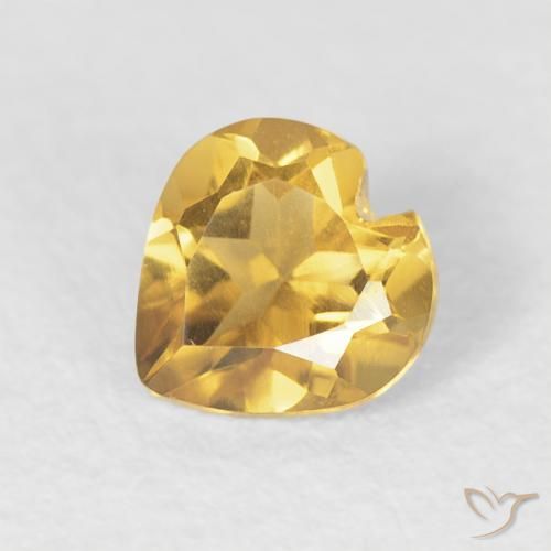 0.42ct 자연스러운 브라이트 골드 황수정, 마음, VVS
