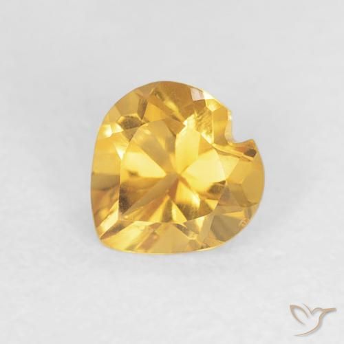 0.41ct 자연스러운 브라이트 골드 황수정, 마음, VVS-VS