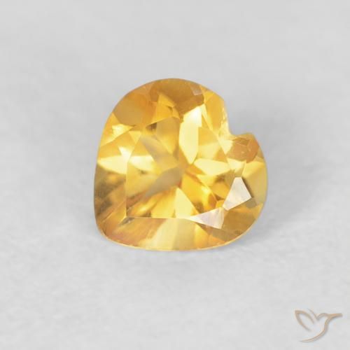 0.44ct 자연스러운 브라이트 골드 황수정, 마음, VVS-VS