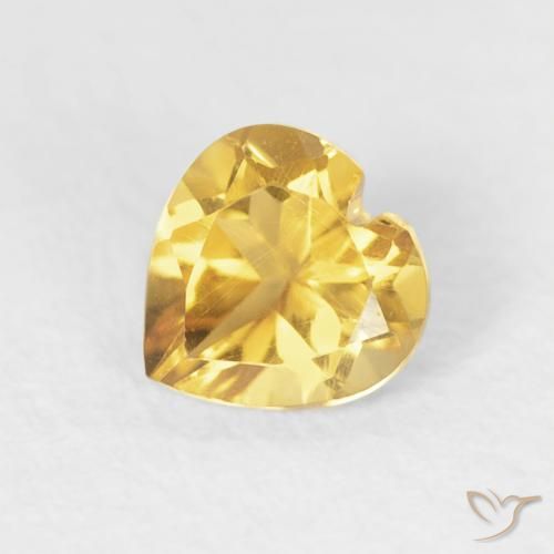 0.44ct 자연스러운 브라이트 골드 황수정, 마음, VVS-VS