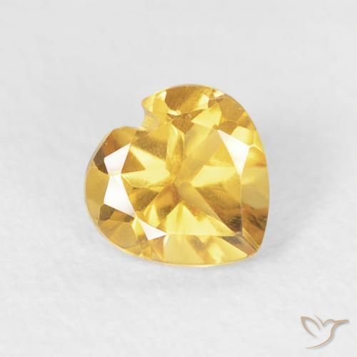 0.44캐럿 천연 브라이트 골드 황수정, 마음, VVS-VS