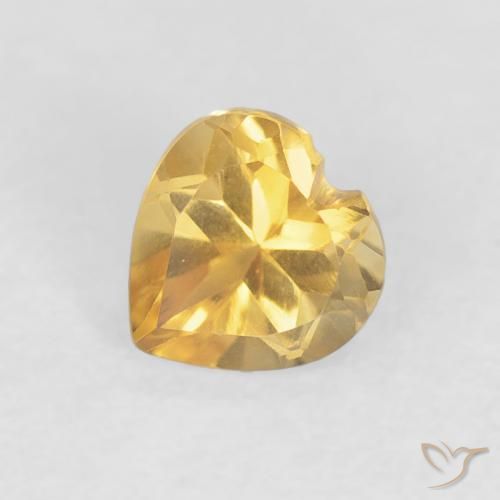 0.45ct 자연스러운 브라이트 골드 황수정, 마음, VVS
