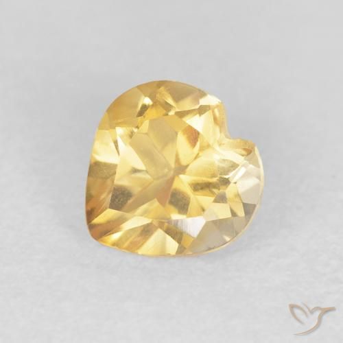 0.74ct 자연스러운 브라이트 골드 황수정, 마음, VVS