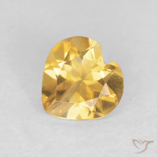 0.60ct 자연스러운 브라이트 골드 황수정, 마음, VVS