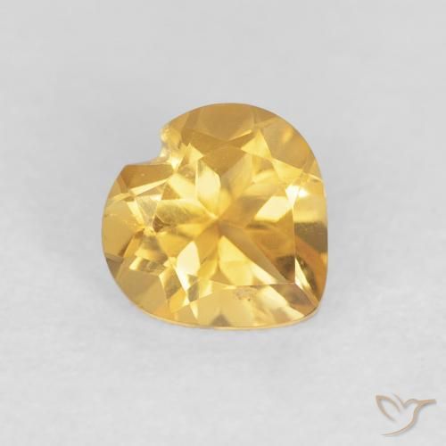 0.73ct 자연스러운 브라이트 골드 황수정, 마음, VVS