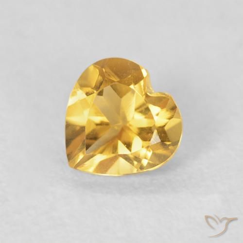 0.43ct 자연스러운 브라이트 골드 황수정, 마음, VVS