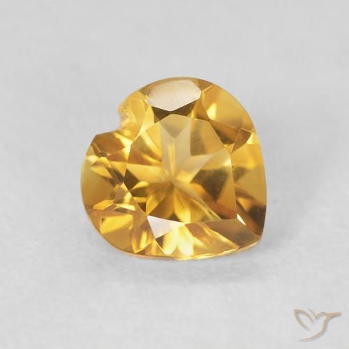 0.72캐럿 천연 Medium Light-Golden 황수정, 마음, VVS-VS