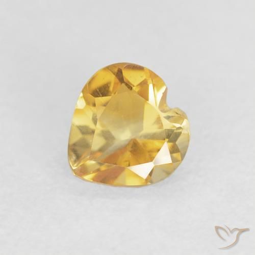 0.42ct 자연스러운 브라이트 골드 황수정, 마음, VVS-VS