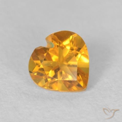 0.43캐럿 천연 Medium Light Orange-Gold 황수정, 마음, VVS