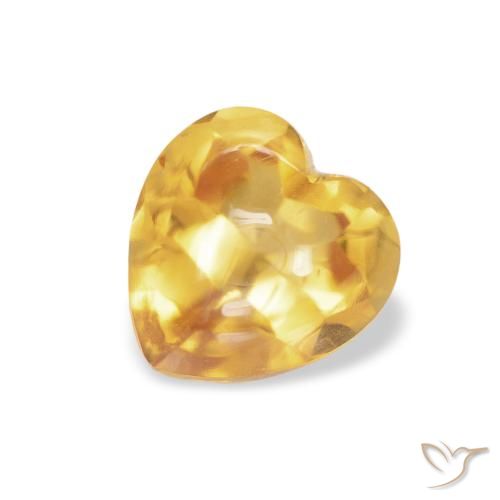 0.90ct 자연스러운 미디엄 골드 황수정, 마음, 투명한