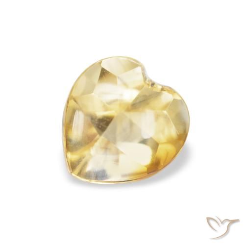 0.75ct 자연스러운 라이트 골드 황수정, 마음, 투명한