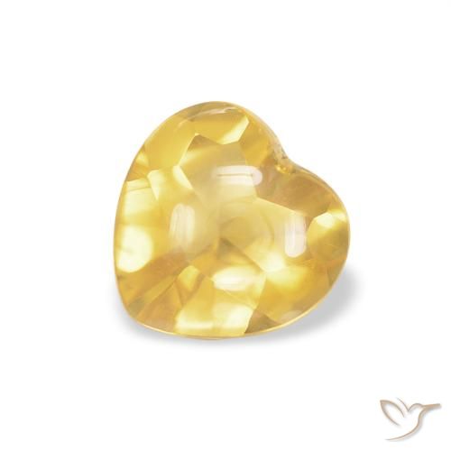 0.76ct 자연스러운 미디엄 골드 황수정, 마음, 투명한
