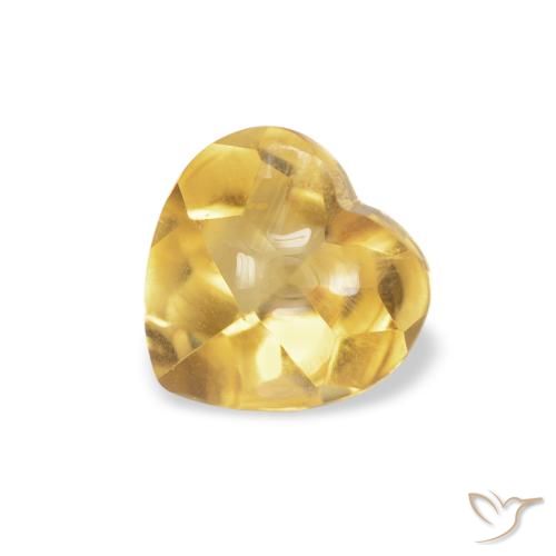 0.67ct 자연스러운 미디엄 골드 황수정, 마음, 투명한