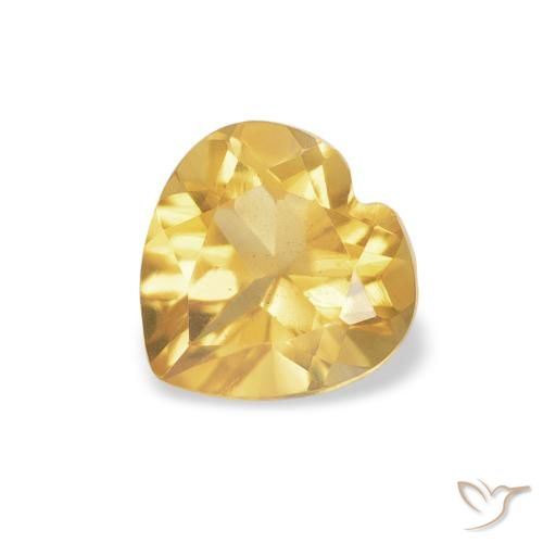 0.73ct 자연스러운 미디엄 골드 황수정, 마음, 투명한