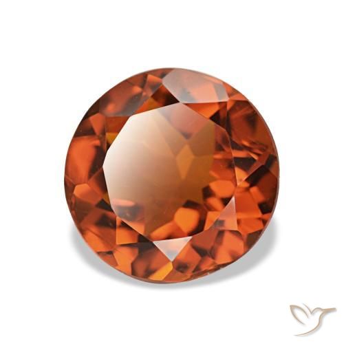 1.63캐럿 천연 다크 오렌지 시트린, 라운드 컷, 7.90 mm, VS