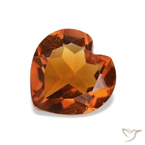 0.92ct 딥 오렌지 시트린, 하트, VVS-VS