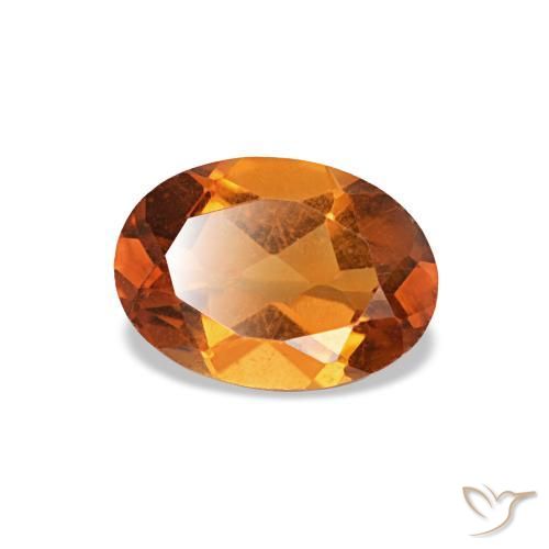 0.71캐럿 천연 딥 오렌지 시트린, 타원형 컷, 7.1×5.1 mm, VVS-VS