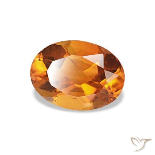 0.74캐럿 천연 미디엄 오렌지 시트린, 타원형 컷, 7×5.1 mm, VVS-VS