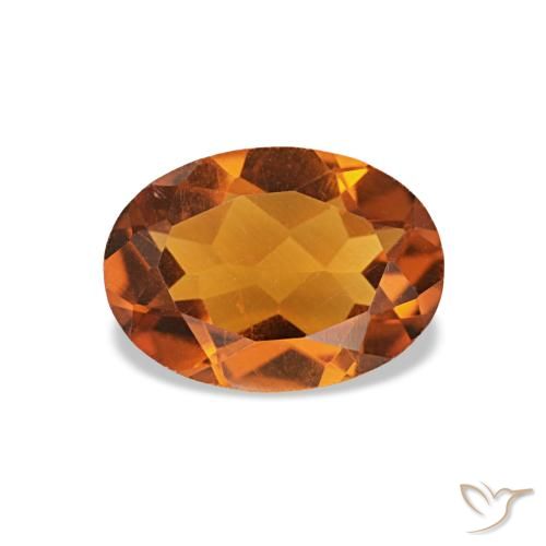 0.67캐럿 천연 오렌지 브라운 시트린, 타원형 컷, 7.1×5.1 mm, VVS-VS