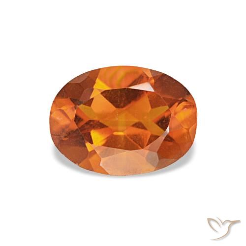 0.64캐럿 천연 딥 오렌지 시트린, 타원형 컷, 6.8×5.1 mm, VS